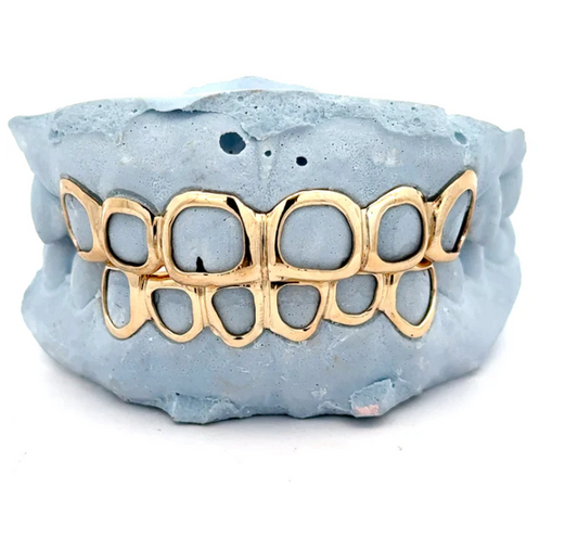6 PIECE OPEN FACE 10K GOLD GRILLZ